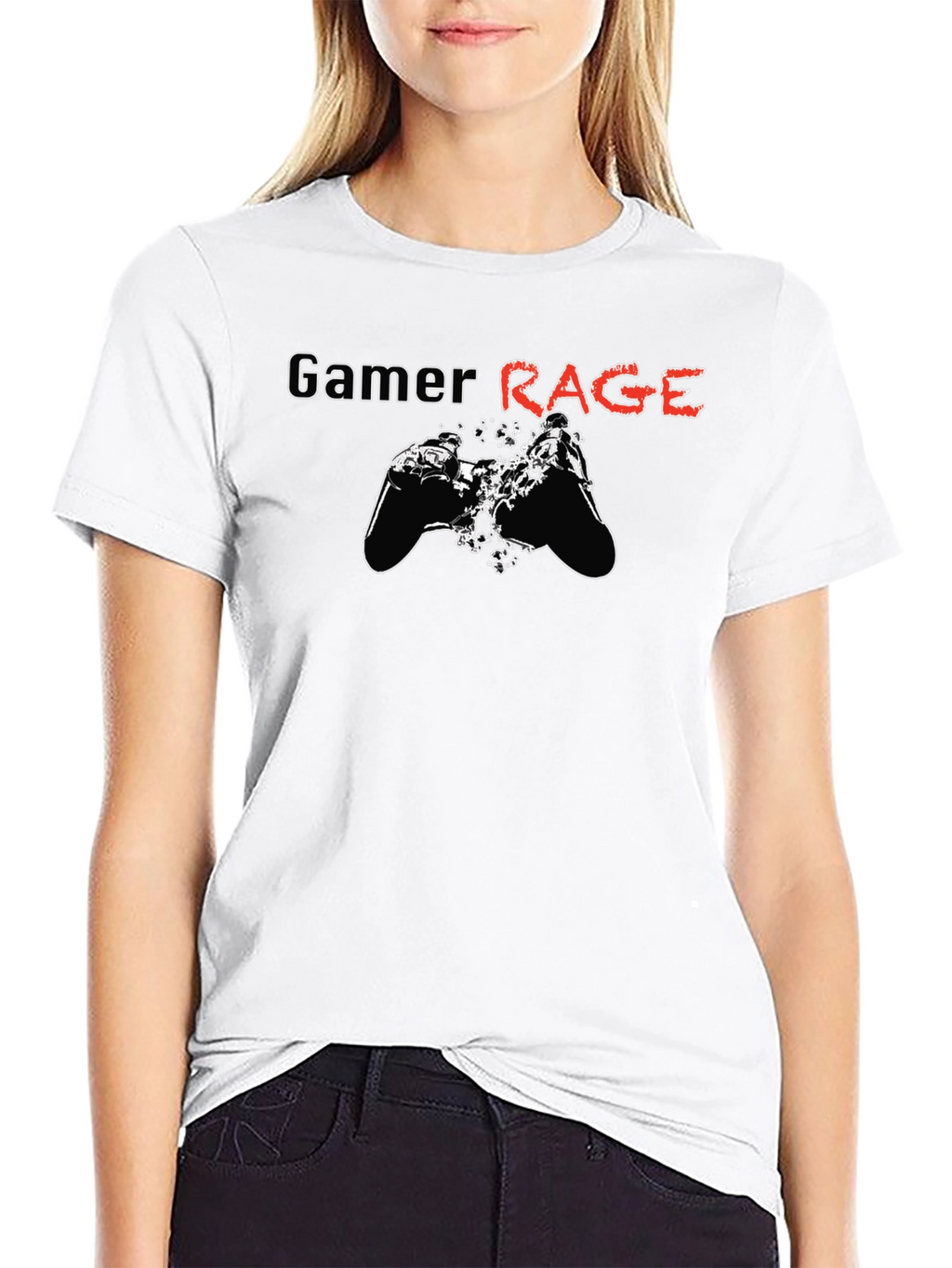 Gamer Rage Graphic Print Black T-Shirt