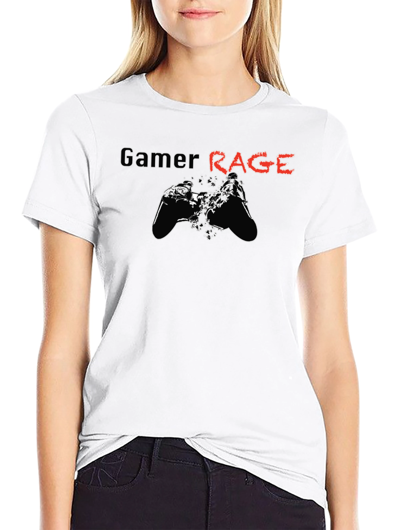 Gamer Rage Graphic Print Black T-Shirt