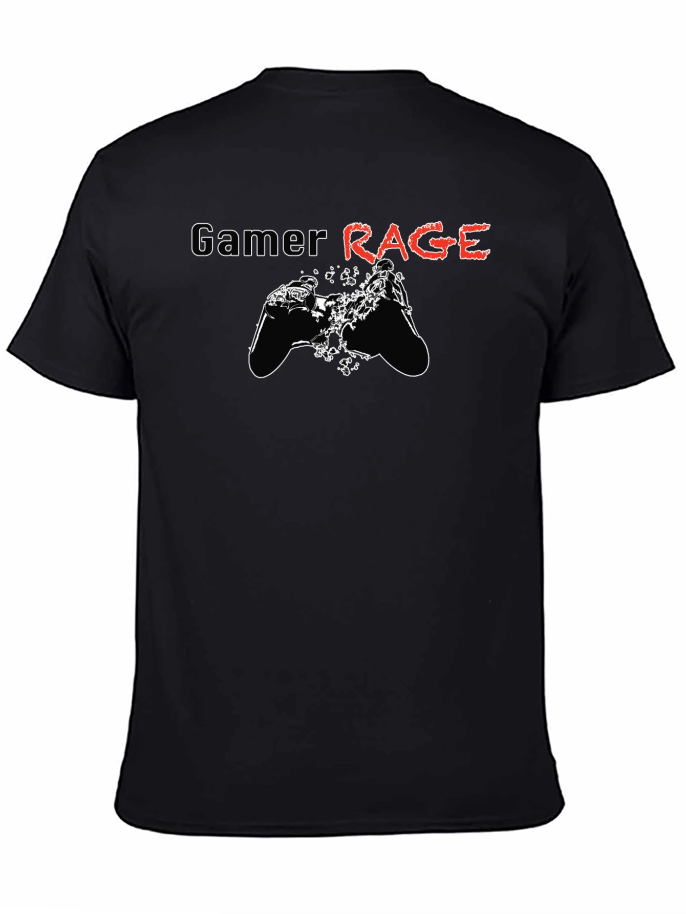Gamer Rage Graphic Print Black T-Shirt