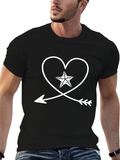 Heart Arrow Star Graphic Tee - Black