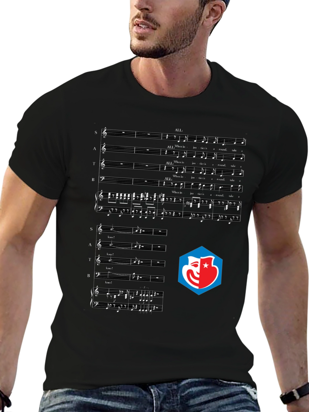 Music Score Graphic Tee - Black