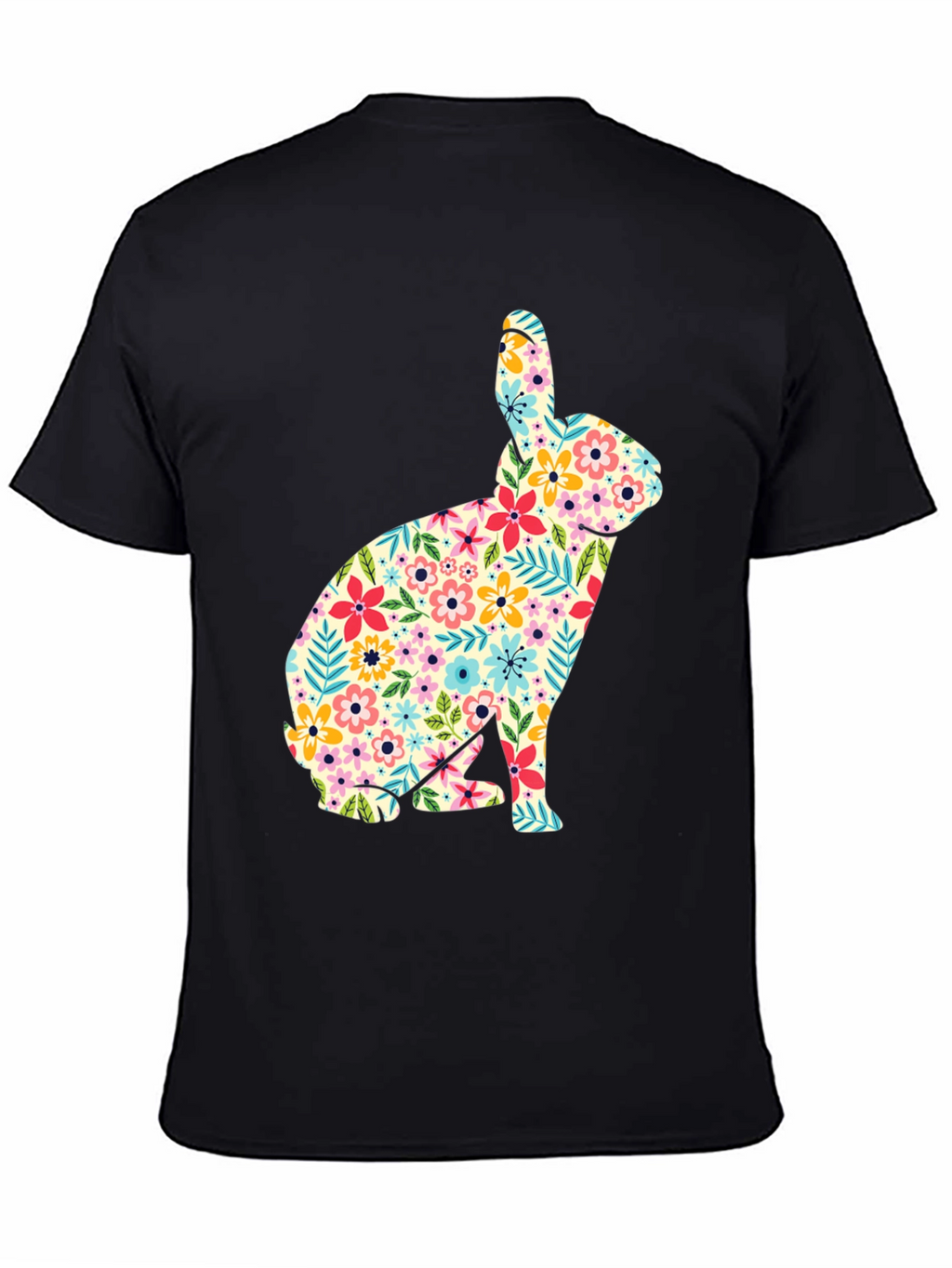 Floral Bunny Graphic Tee - Soft Cotton