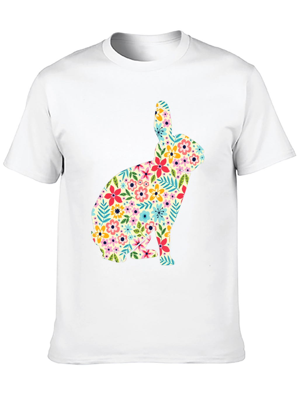 Floral Bunny Graphic Tee - Soft Cotton