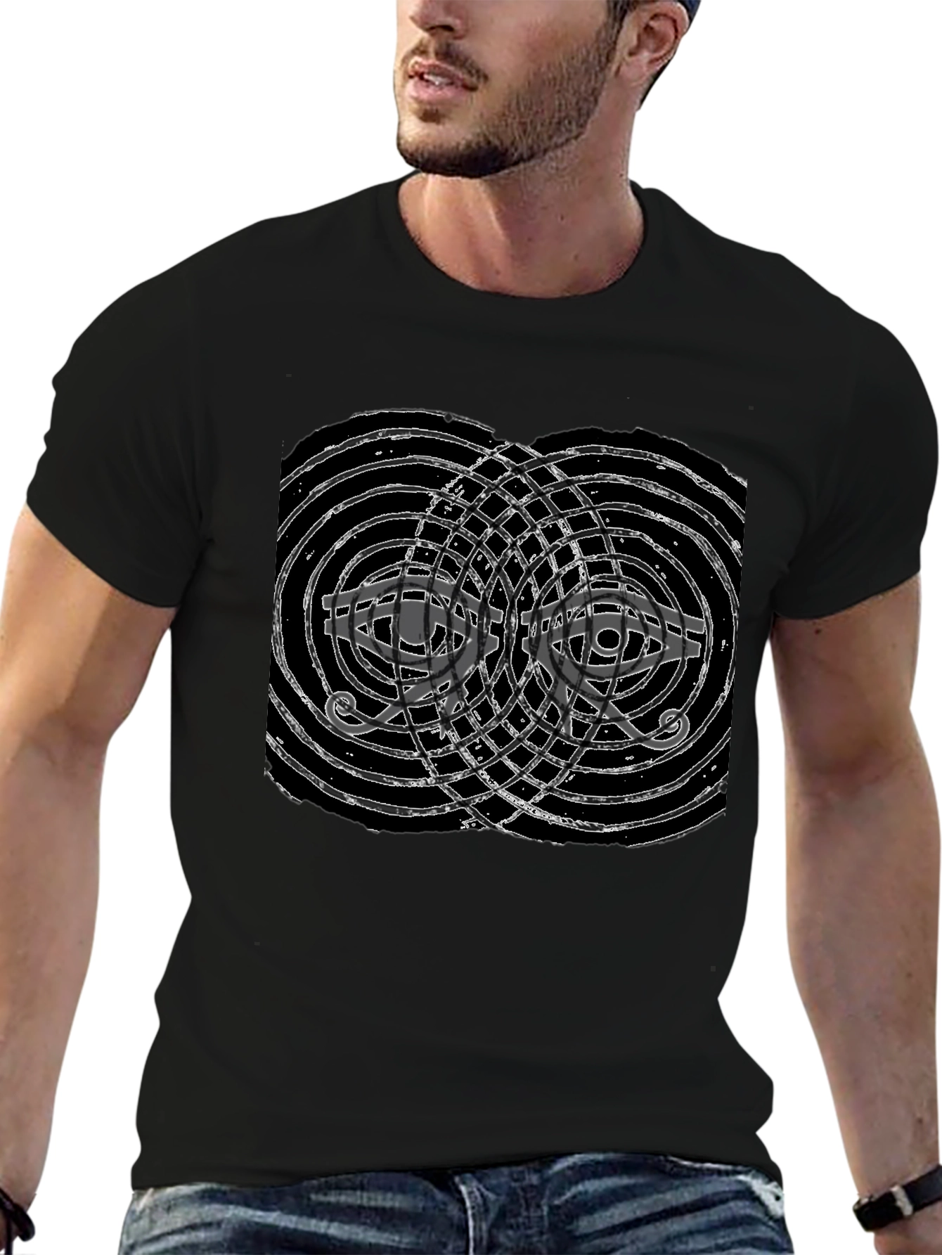 Abstract Eye Graphic Black T-Shirt