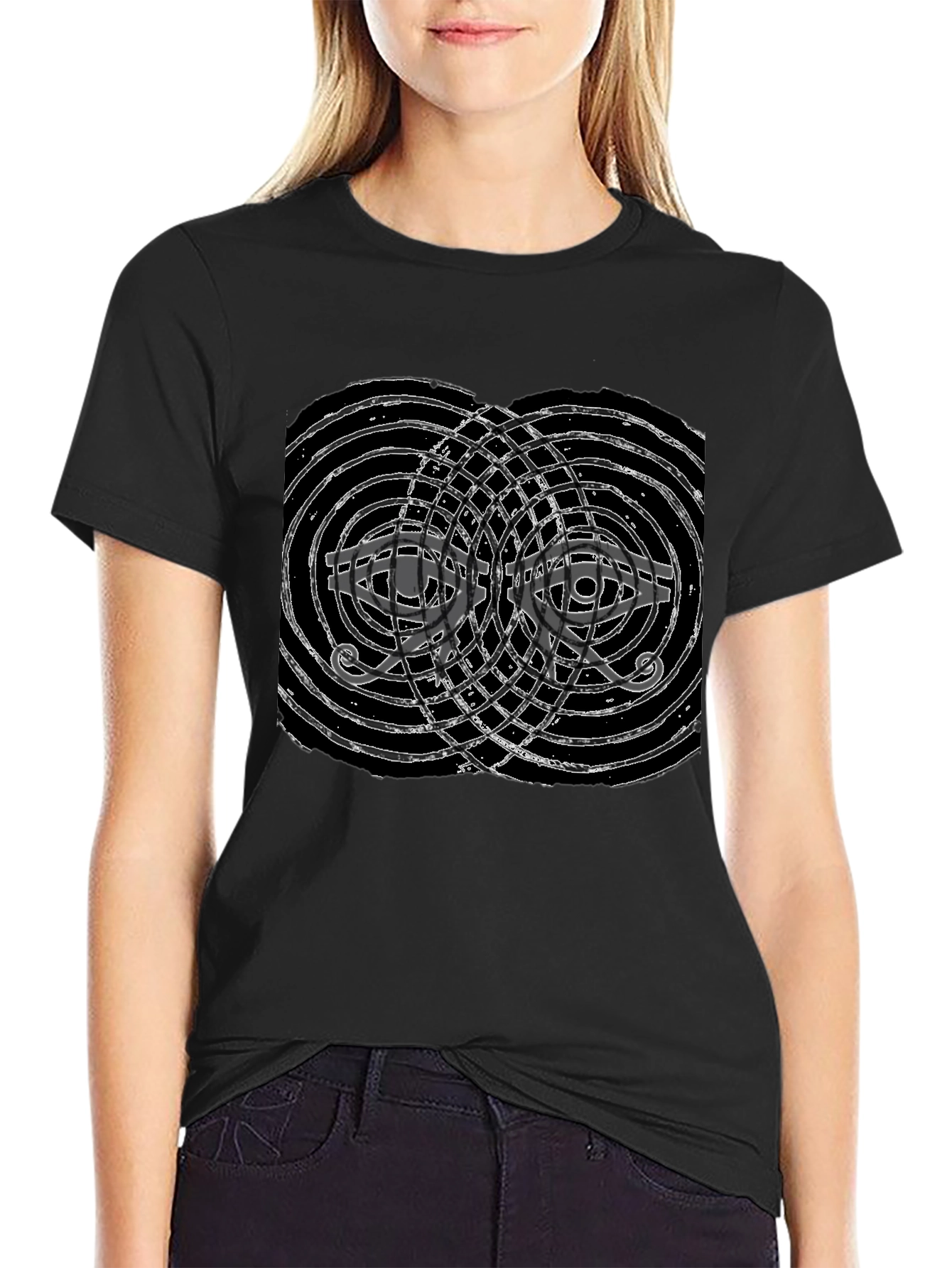 Abstract Eye Graphic Black T-Shirt