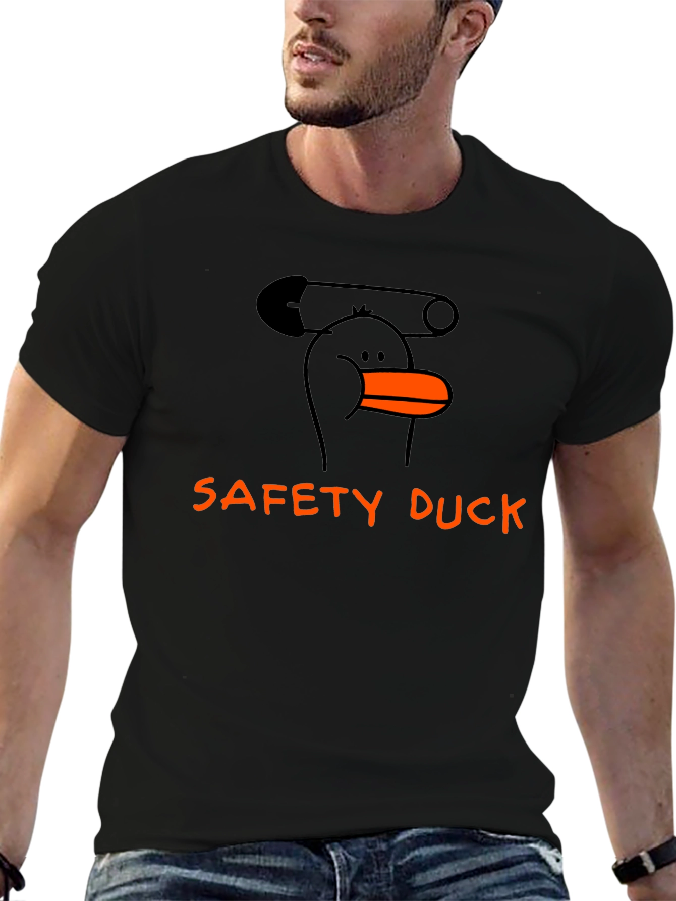 Safety Duck Graphic Tee - Black Cotton T-Shirt