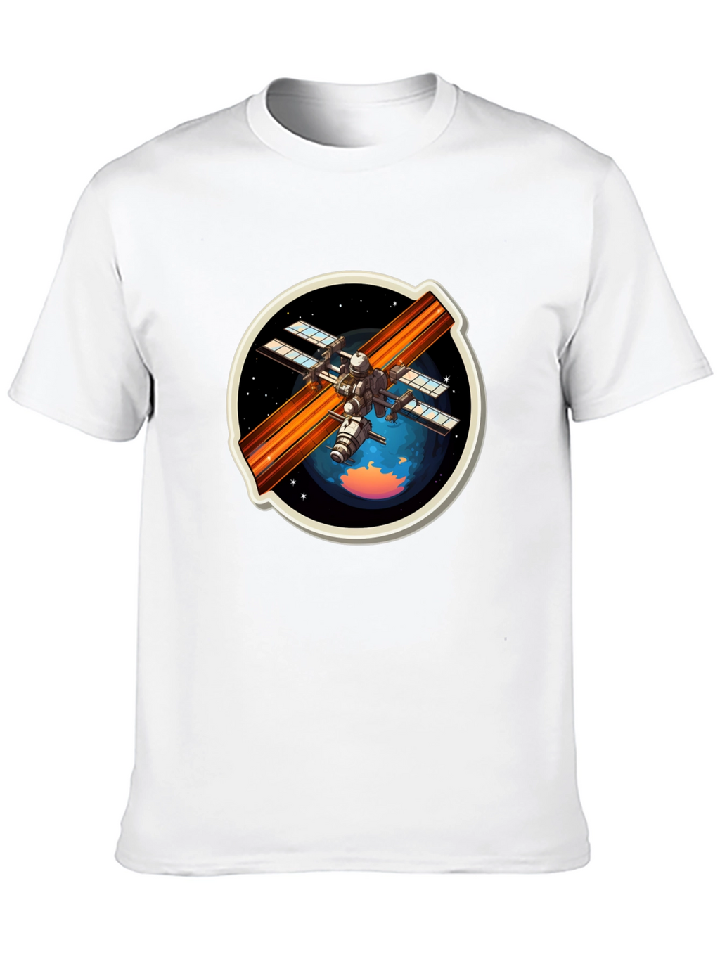 Space Station Graphic Tee - Black Crew Neck