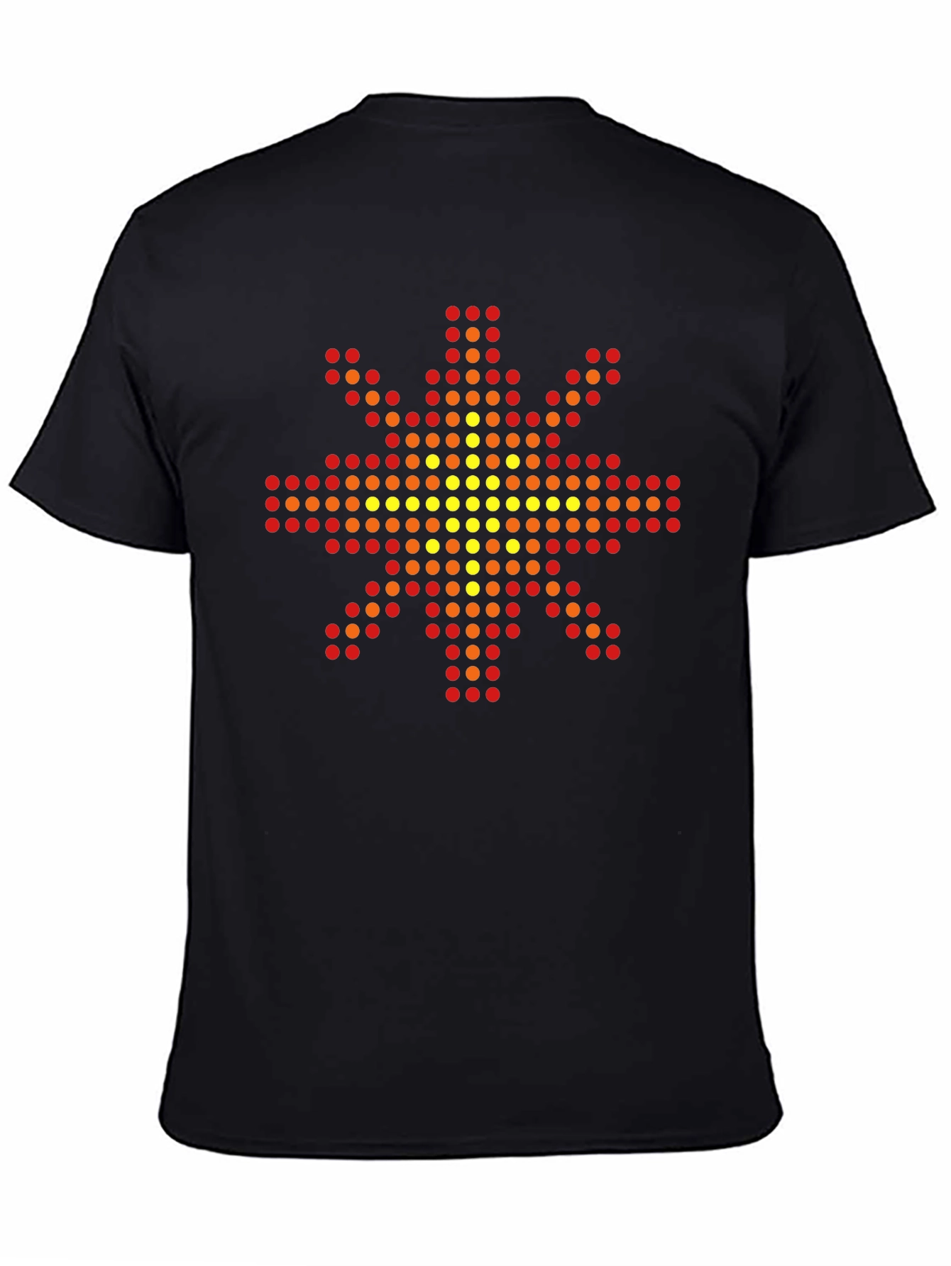 Geometric Pixel Sun Graphic Tee - Black Cotton