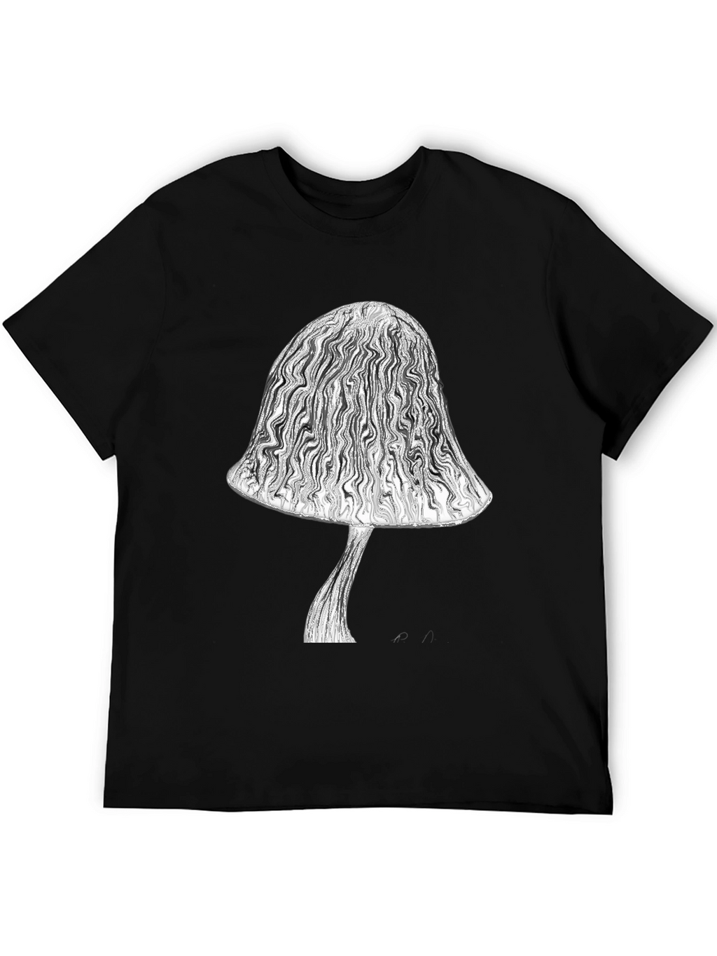 Mushroom Graphic Tee - Stylish Black Cotton T-Shirt