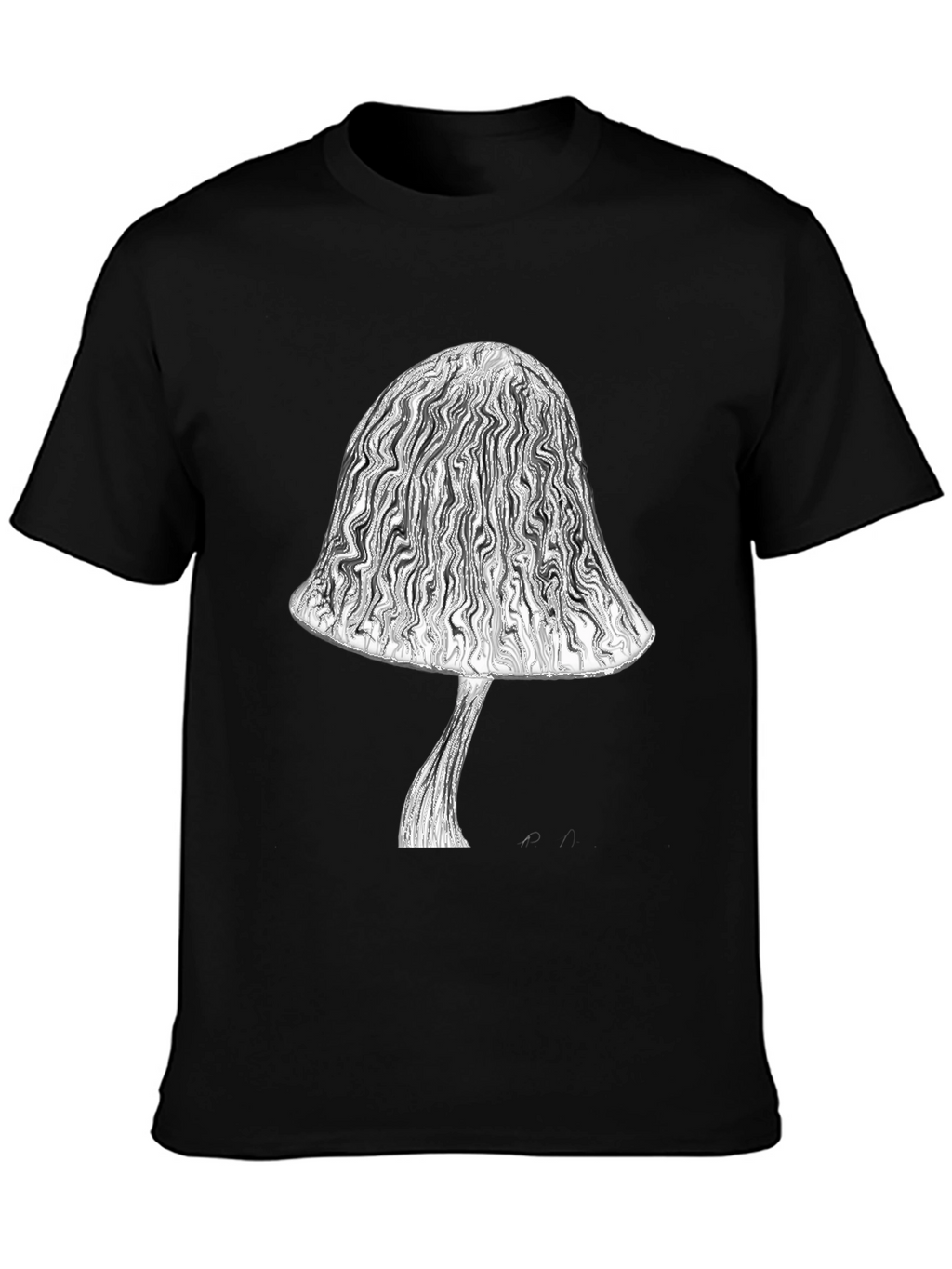 Mushroom Graphic Tee - Stylish Black Cotton T-Shirt