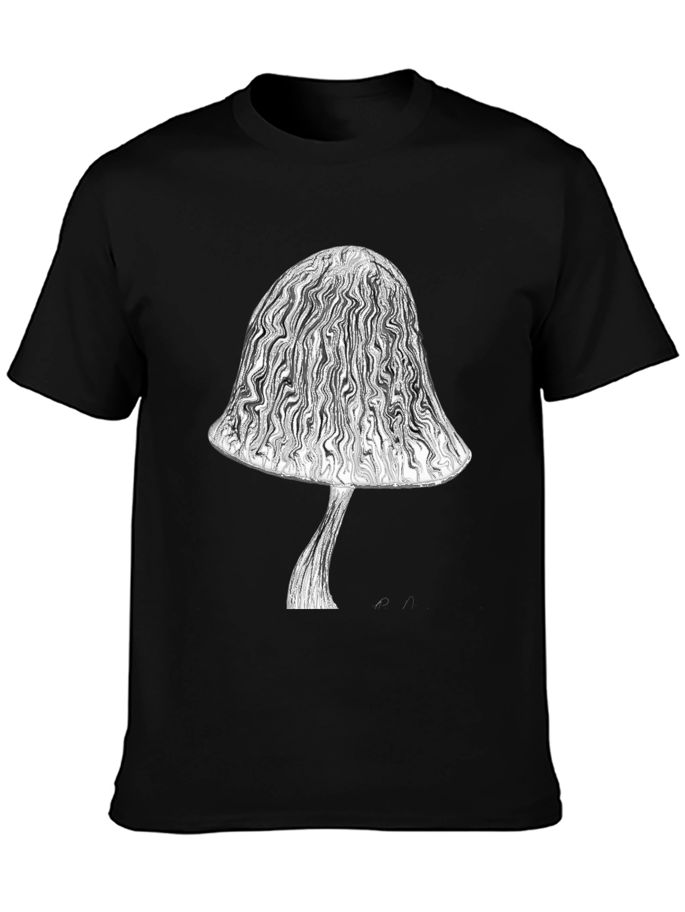 Mushroom Graphic Tee - Stylish Black Cotton T-Shirt