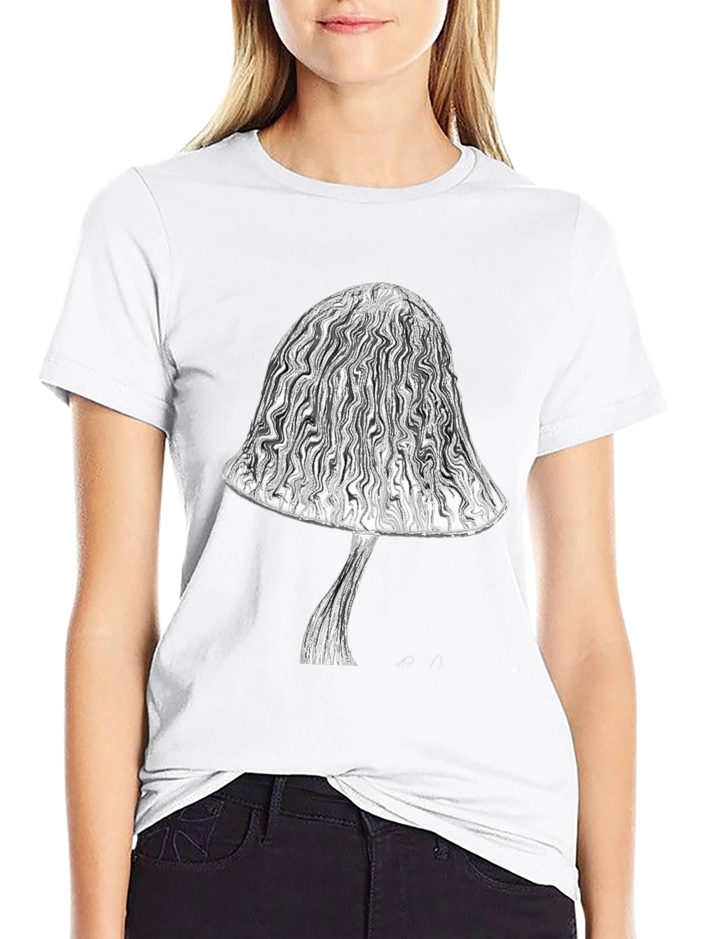 Mushroom Graphic Tee - Stylish Black Cotton T-Shirt