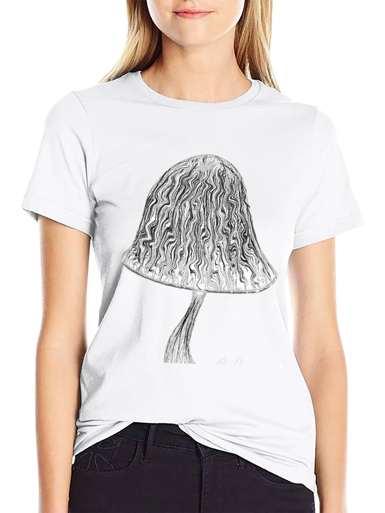 Mushroom Graphic Tee - Stylish Black Cotton T-Shirt