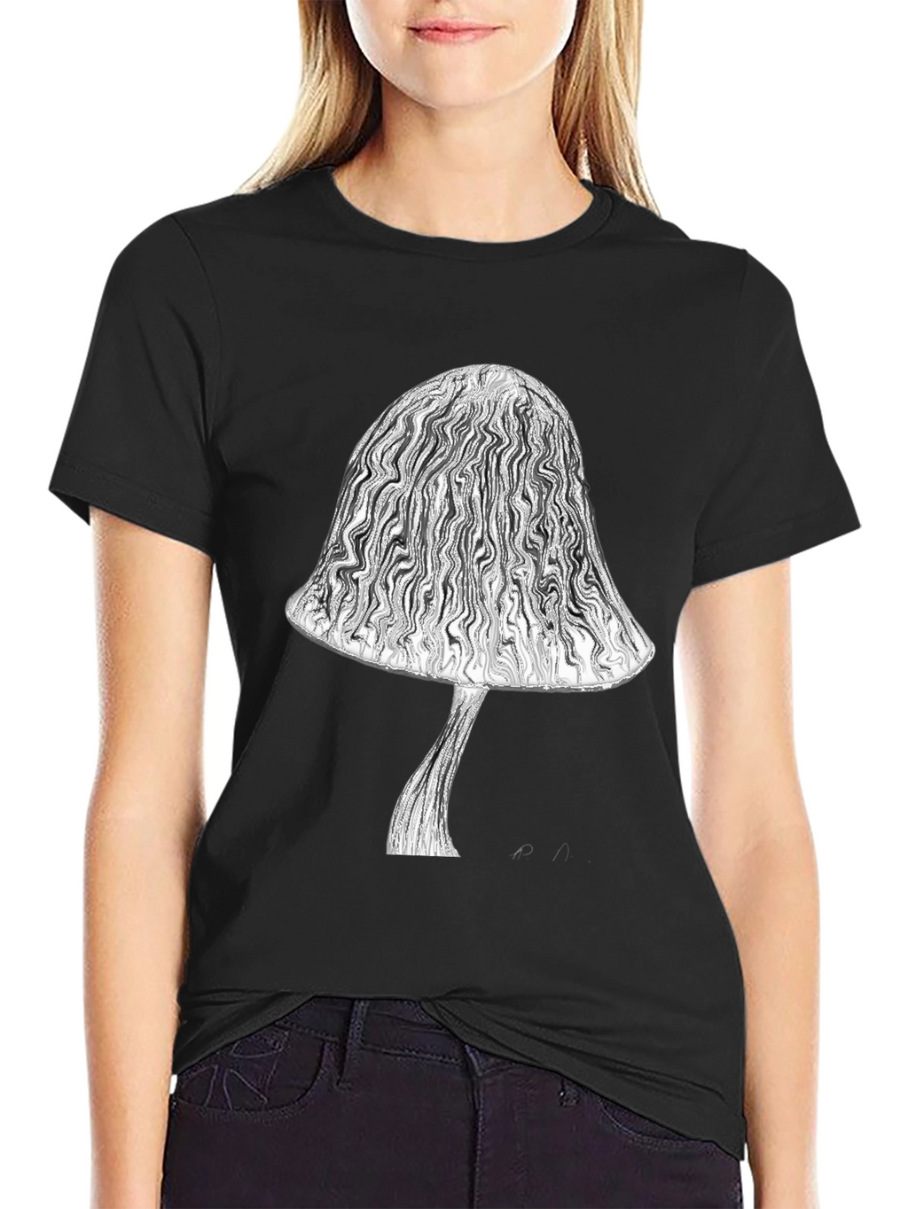 Mushroom Graphic Tee - Stylish Black Cotton T-Shirt