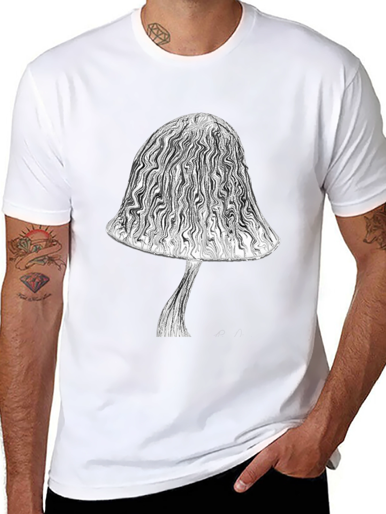 Mushroom Graphic Tee - Stylish Black Cotton T-Shirt