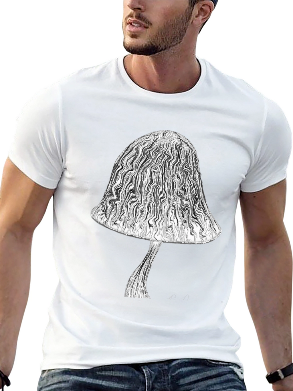 Mushroom Graphic Tee - Stylish Black Cotton T-Shirt