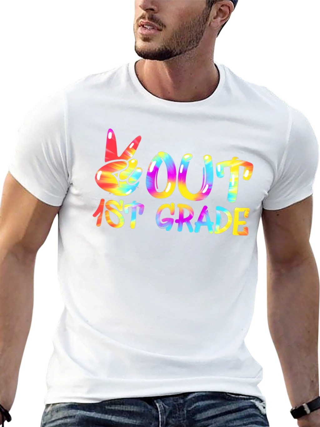 Peace Out 1st Grade Tie Dye T-Shirt