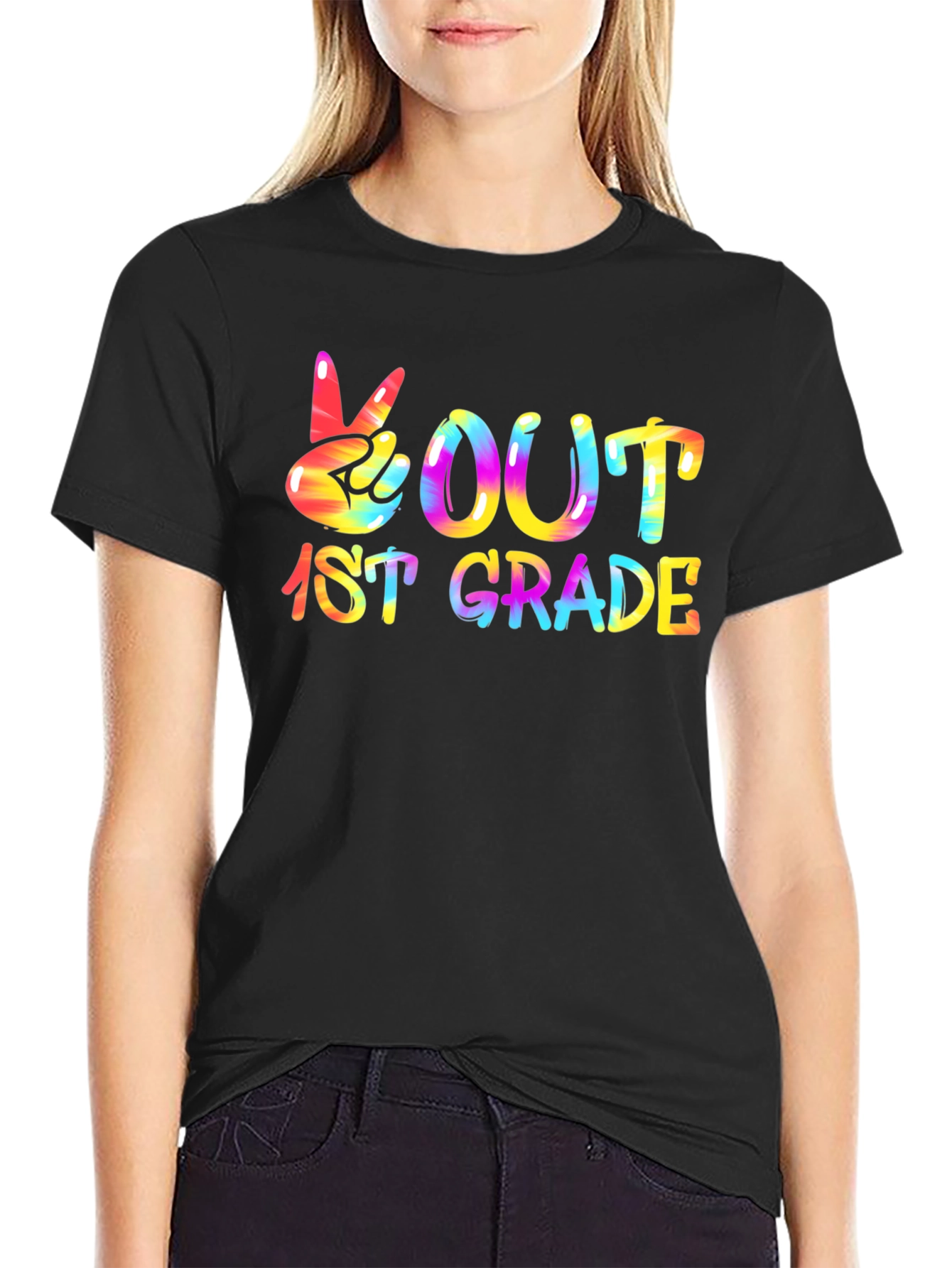 Peace Out 1st Grade Tie Dye T-Shirt