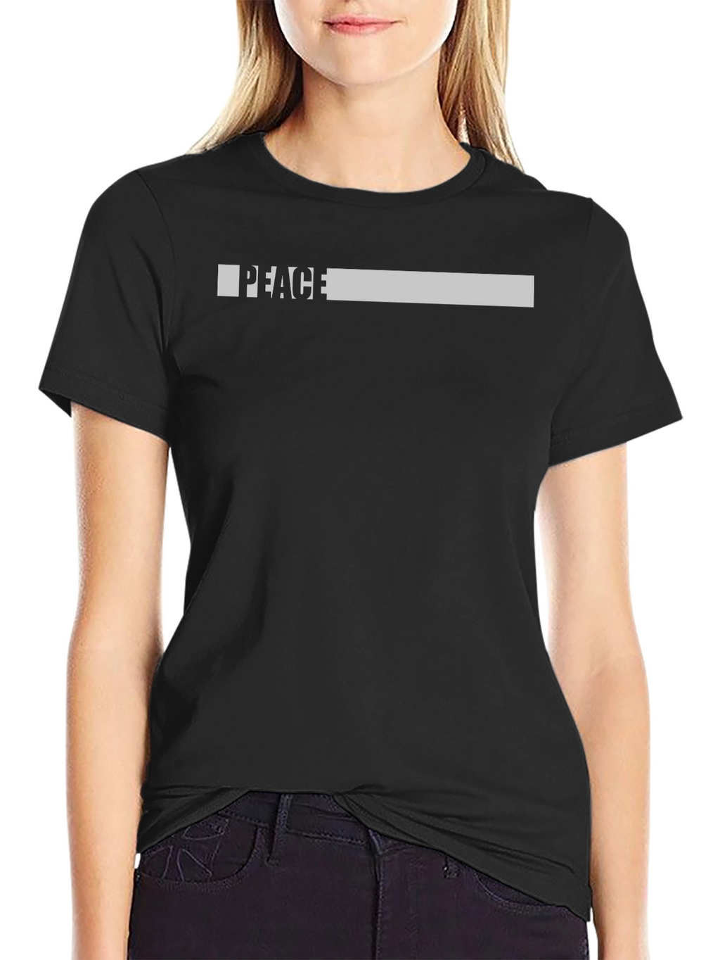 Peace Graphic Print Black T-Shirt
