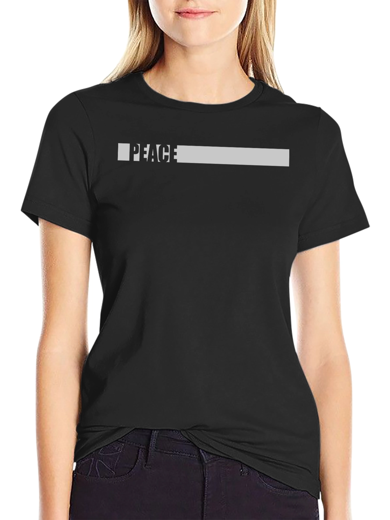 Peace Graphic Print Black T-Shirt