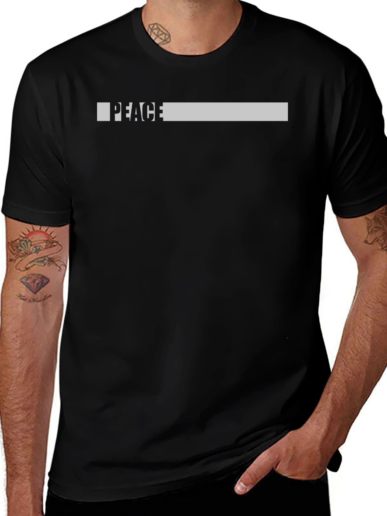 Peace Graphic Print Black T-Shirt