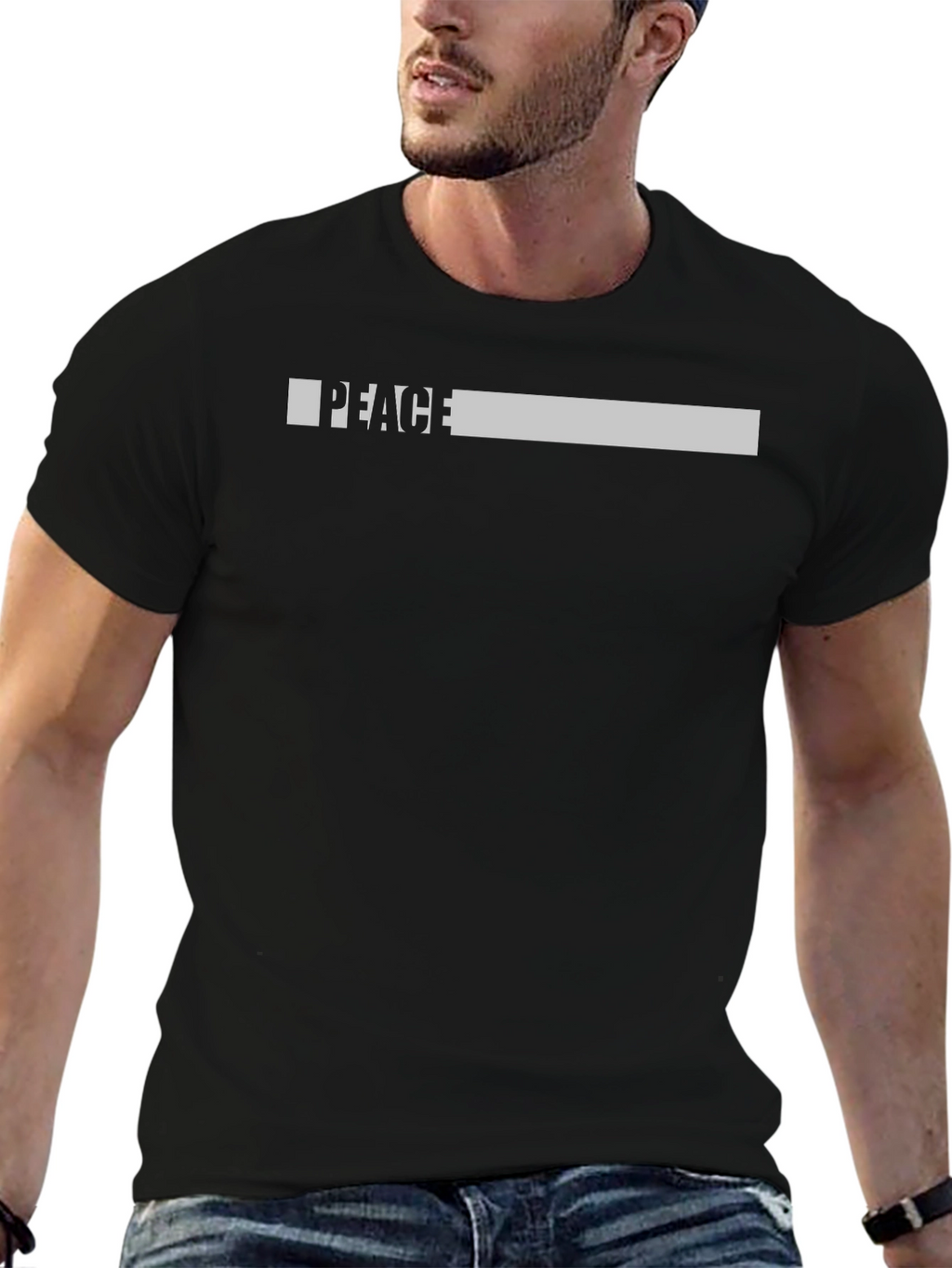 Peace Graphic Print Black T-Shirt