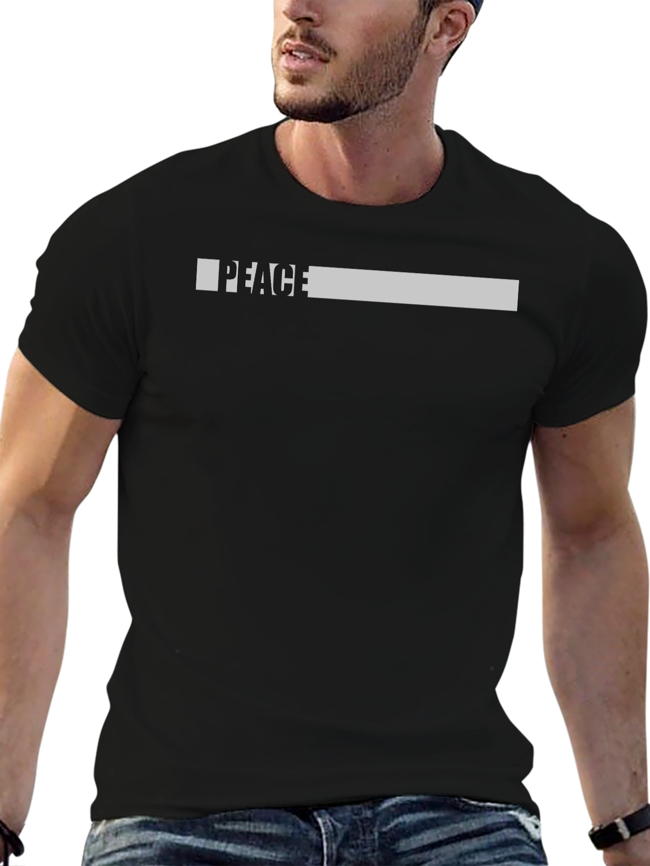 Peace Graphic Print Black T-Shirt