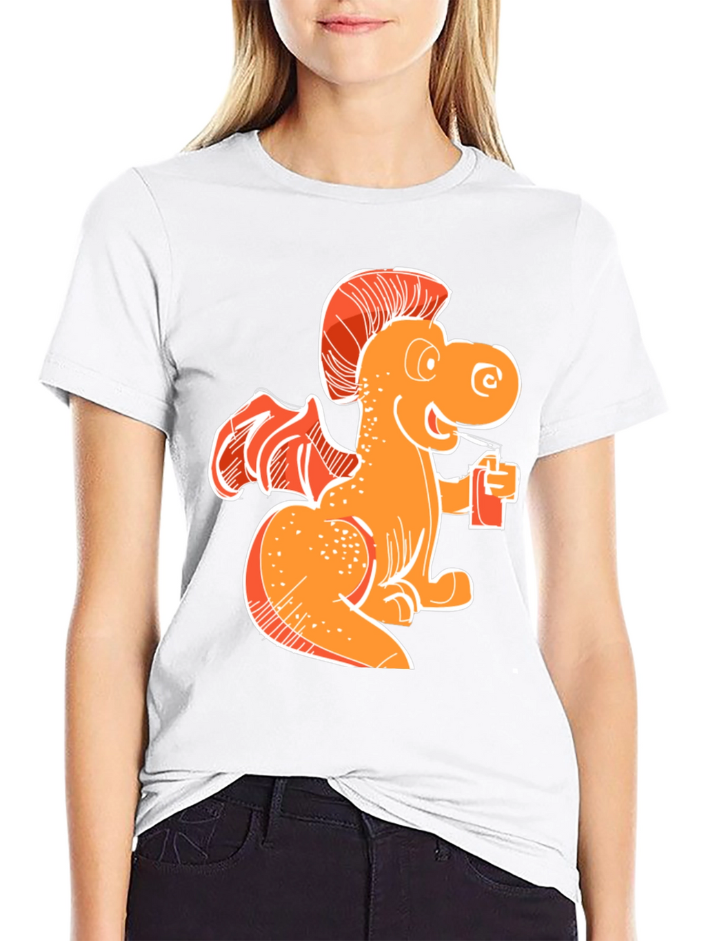 Orange Dragon Drinking Soda T-Shirt