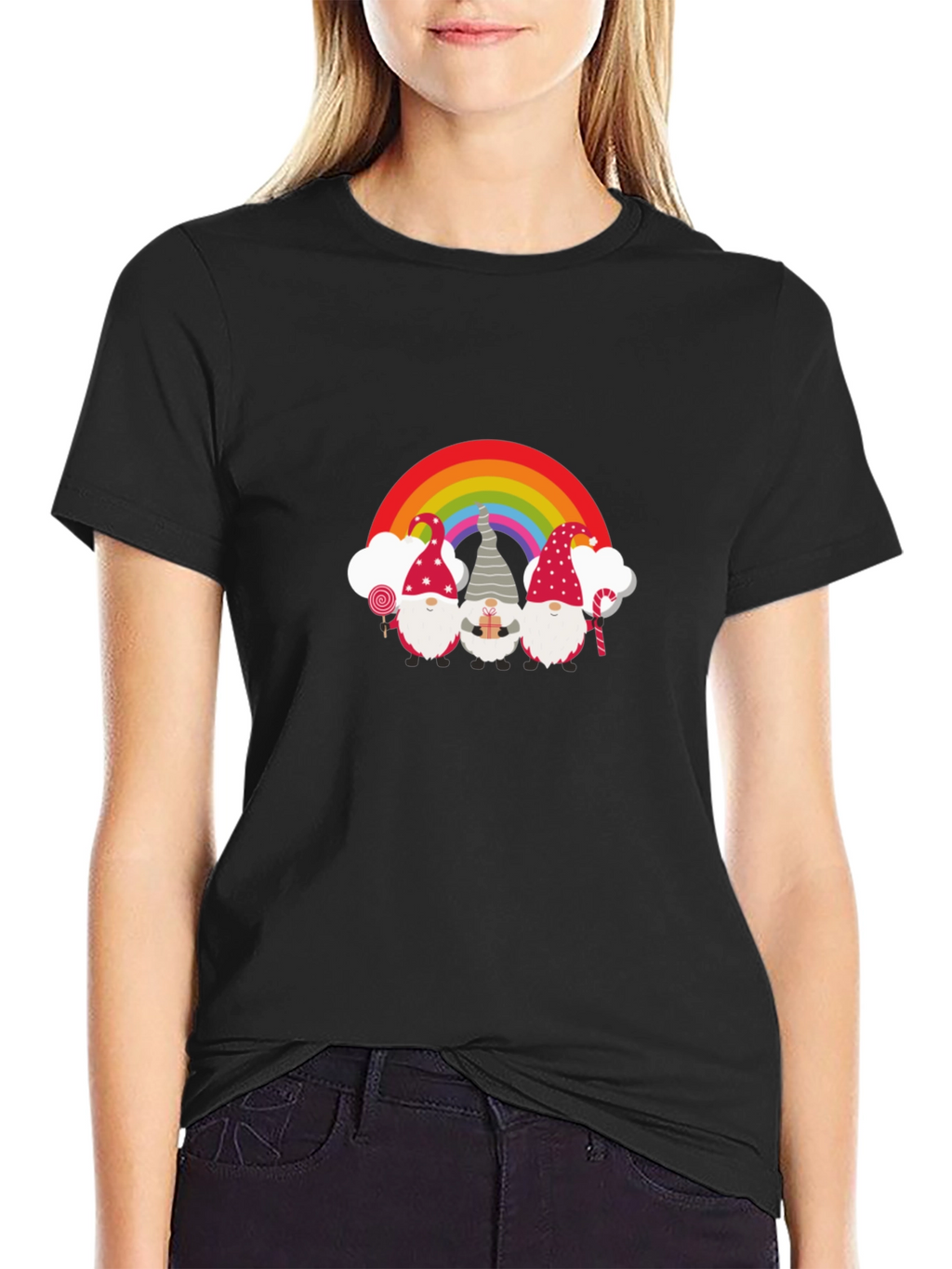 Gnome Rainbow T-Shirt - Festive Holiday Design