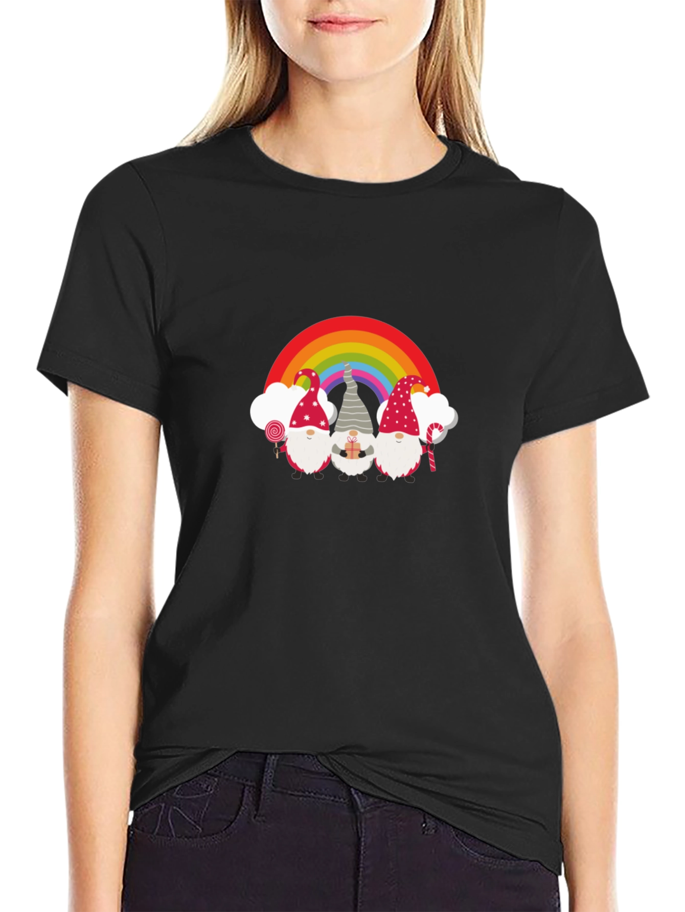 Gnome Rainbow T-Shirt - Festive Holiday Design