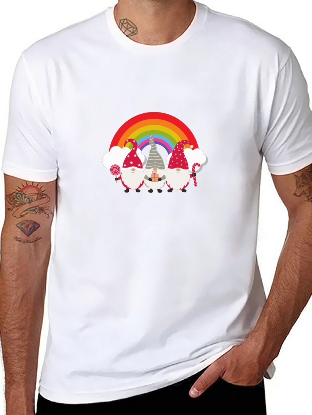 Gnome Rainbow T-Shirt - Festive Holiday Design