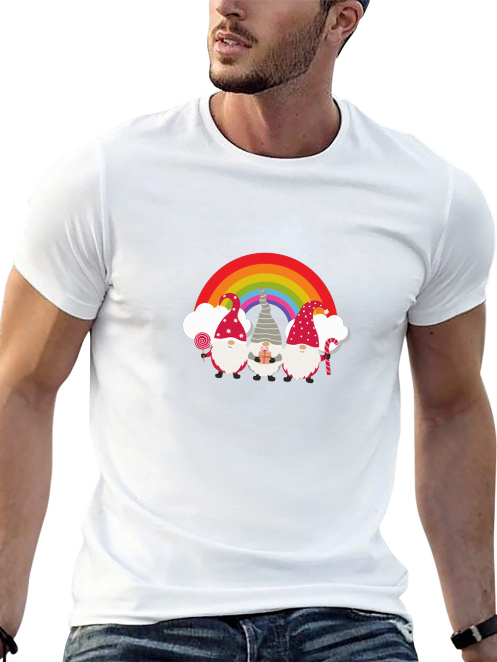 Gnome Rainbow T-Shirt - Festive Holiday Design
