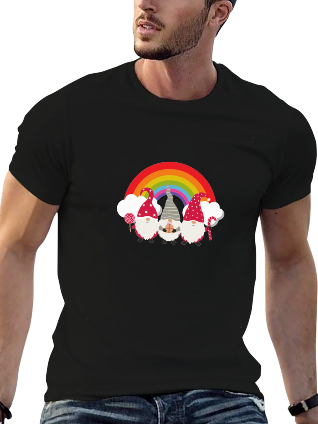 Gnome Rainbow T-Shirt - Festive Holiday Design