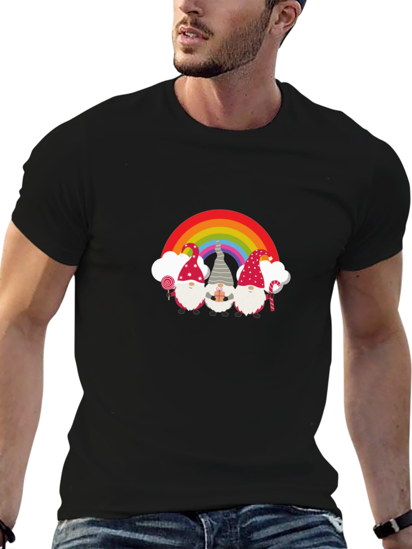Gnome Rainbow T-Shirt - Festive Holiday Design