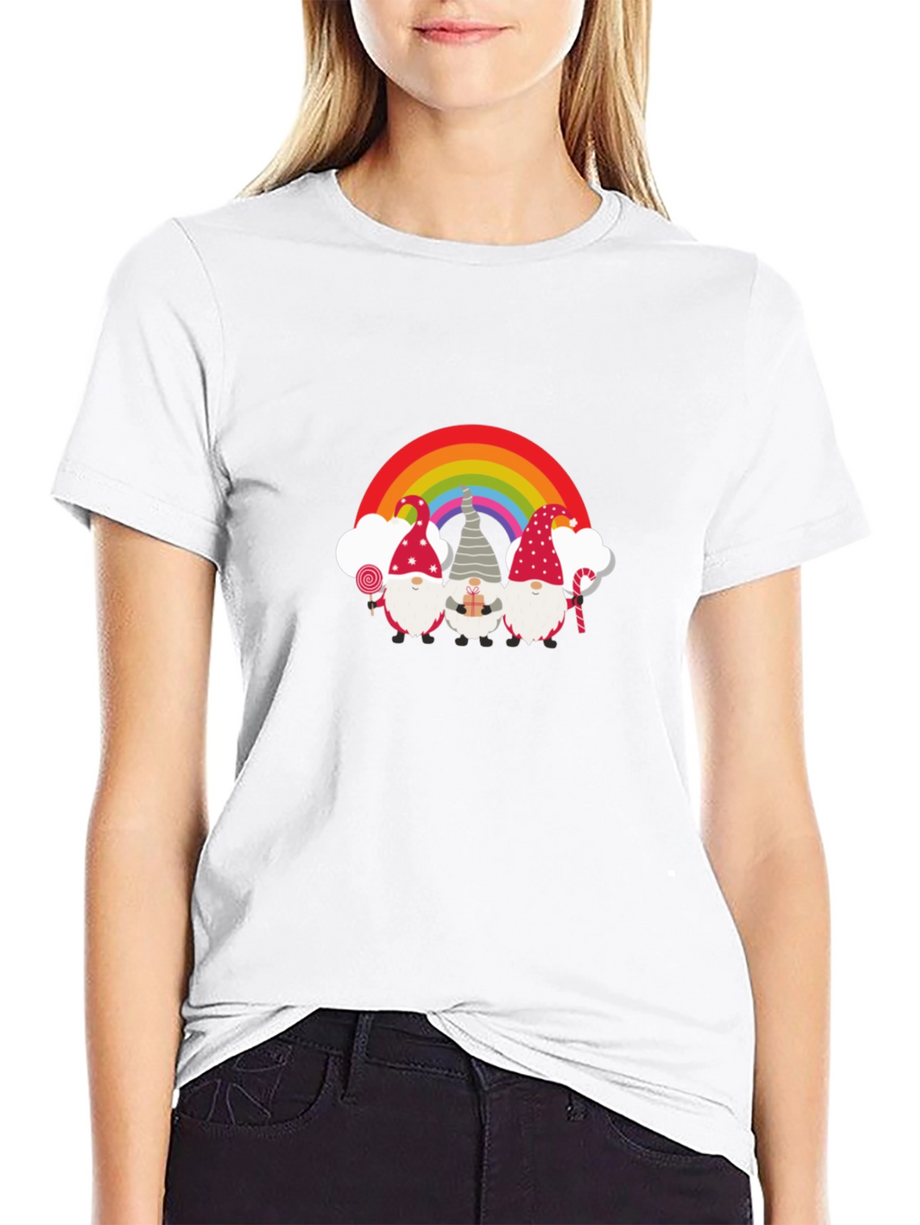 Gnome Rainbow T-Shirt - Festive Holiday Design
