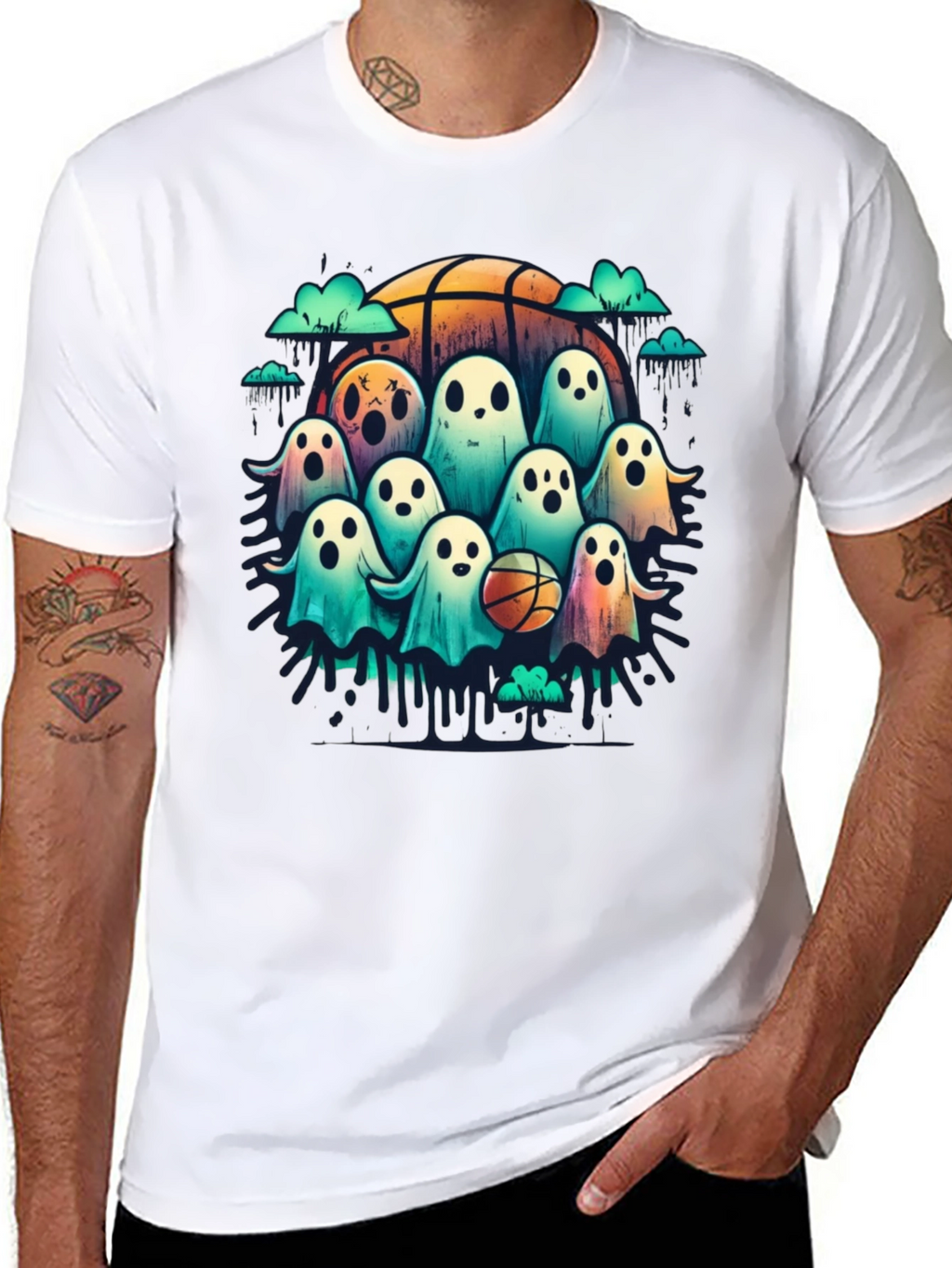 Ghostly Basketball Crew T-Shirt