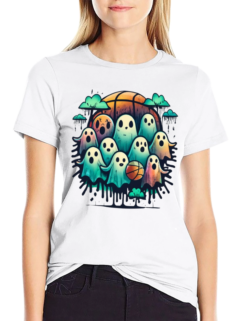 Ghostly Basketball Crew T-Shirt