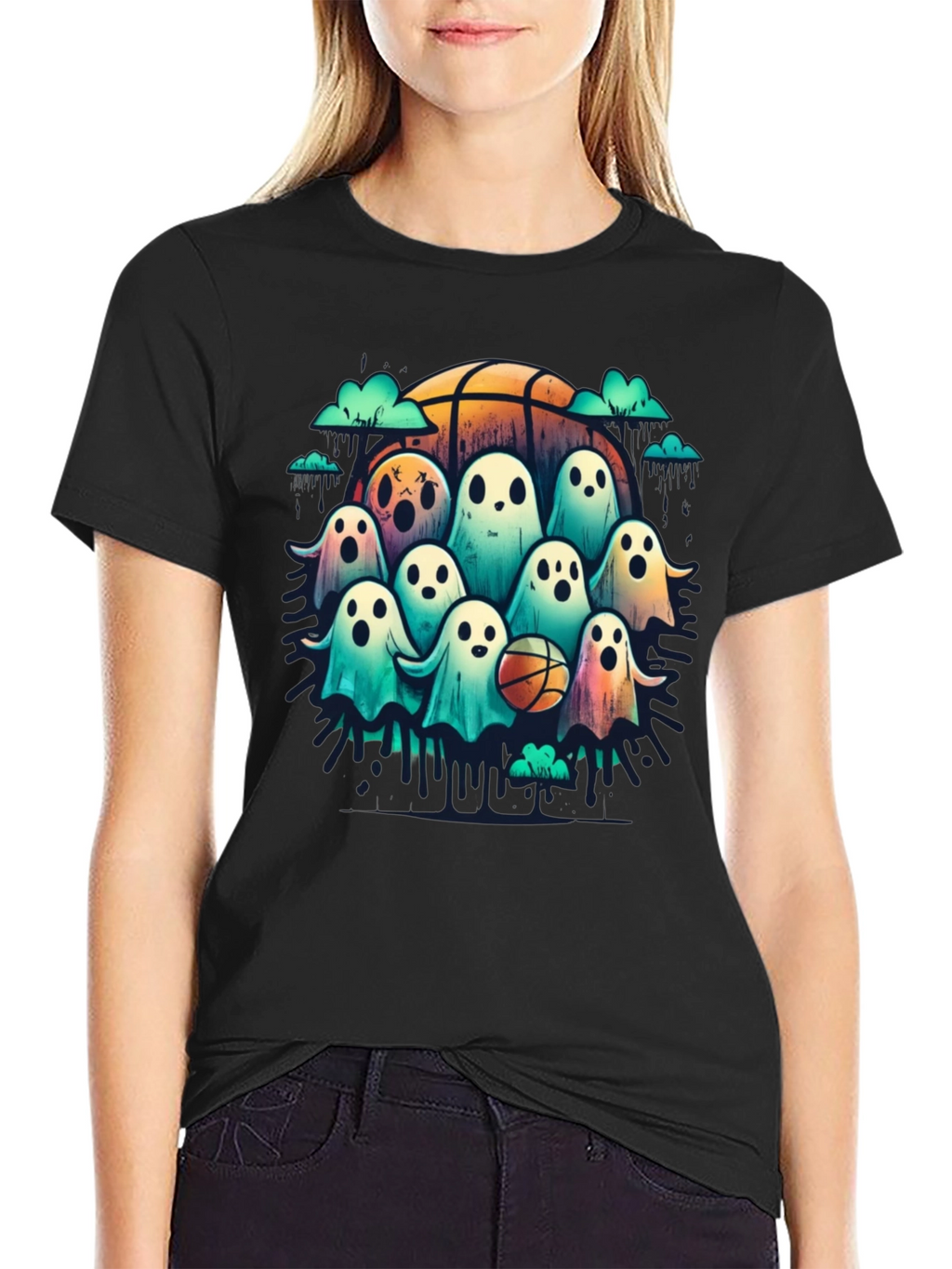 Ghostly Basketball Crew T-Shirt