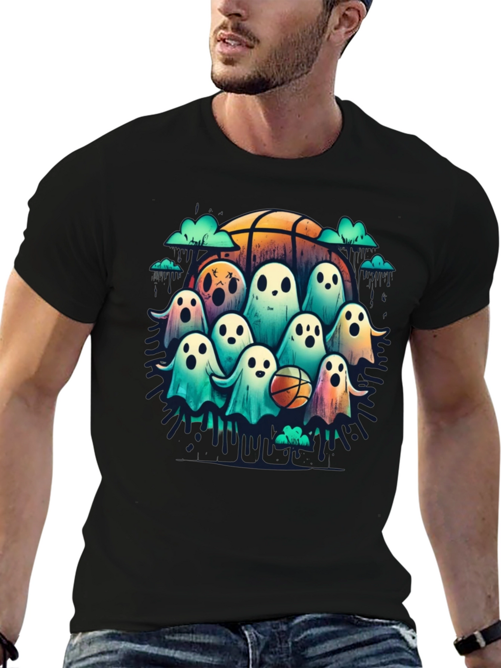 Ghostly Basketball Crew T-Shirt