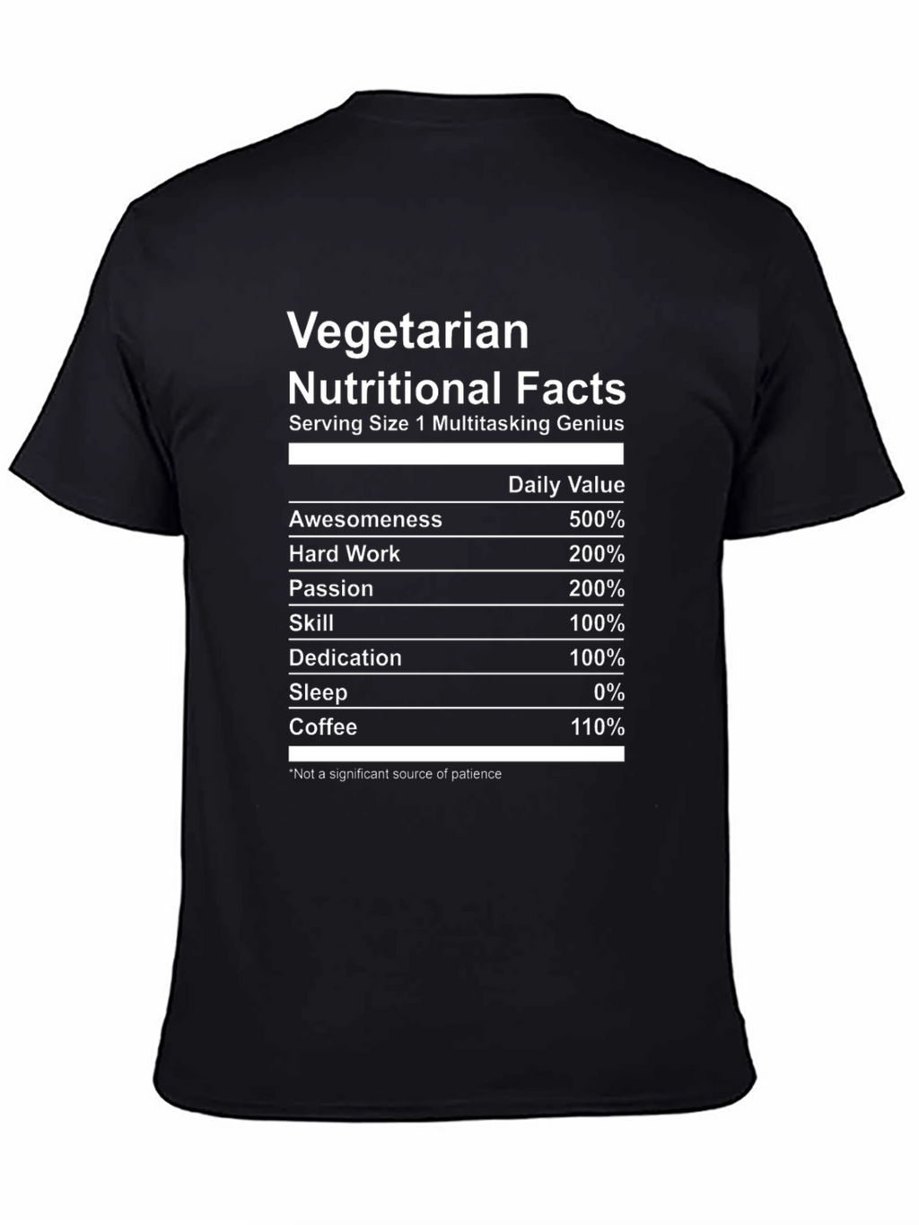 Vegetarian Nutritional Facts Graphic Tee