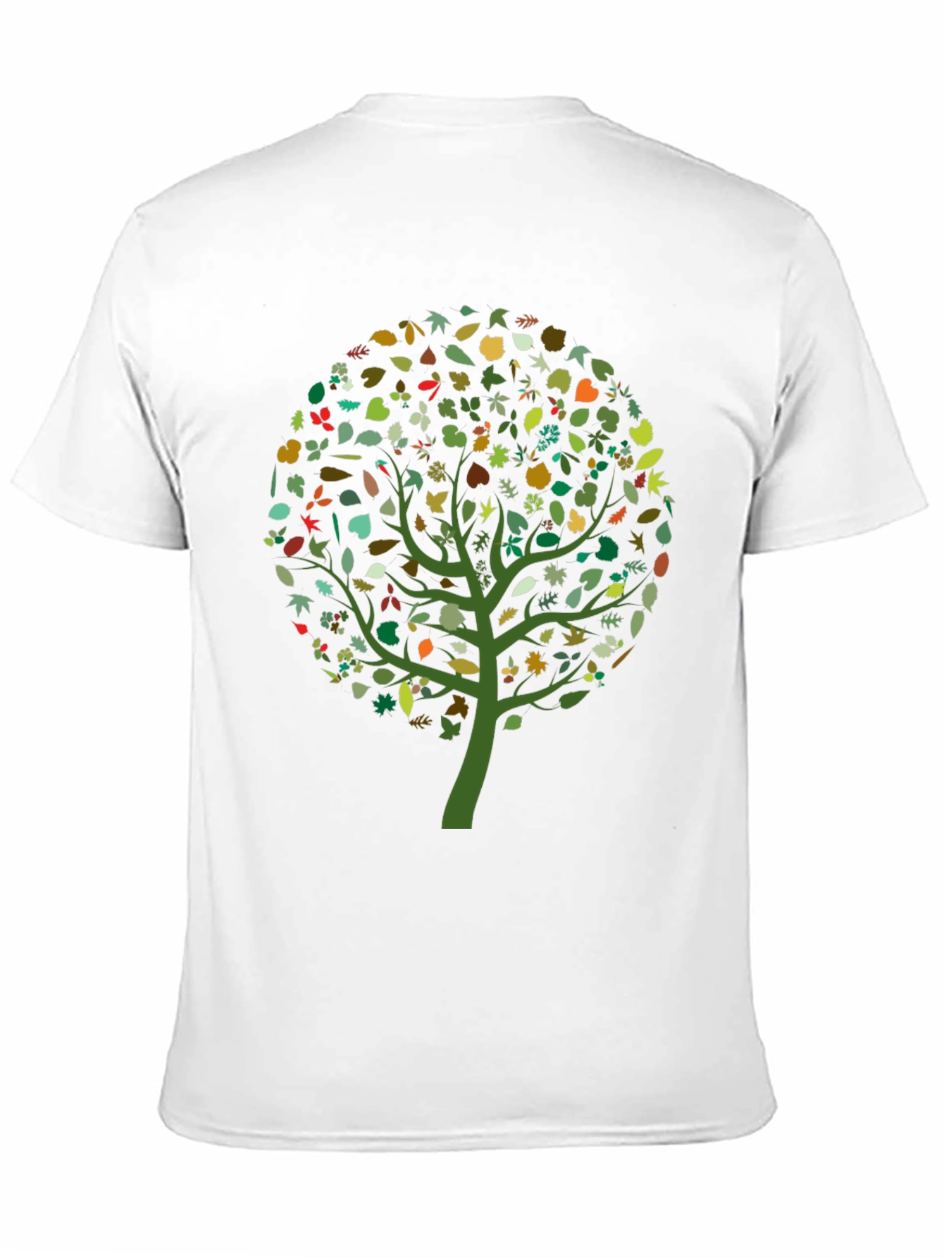 Nature Tree Leaf Print Black Graphic Tee