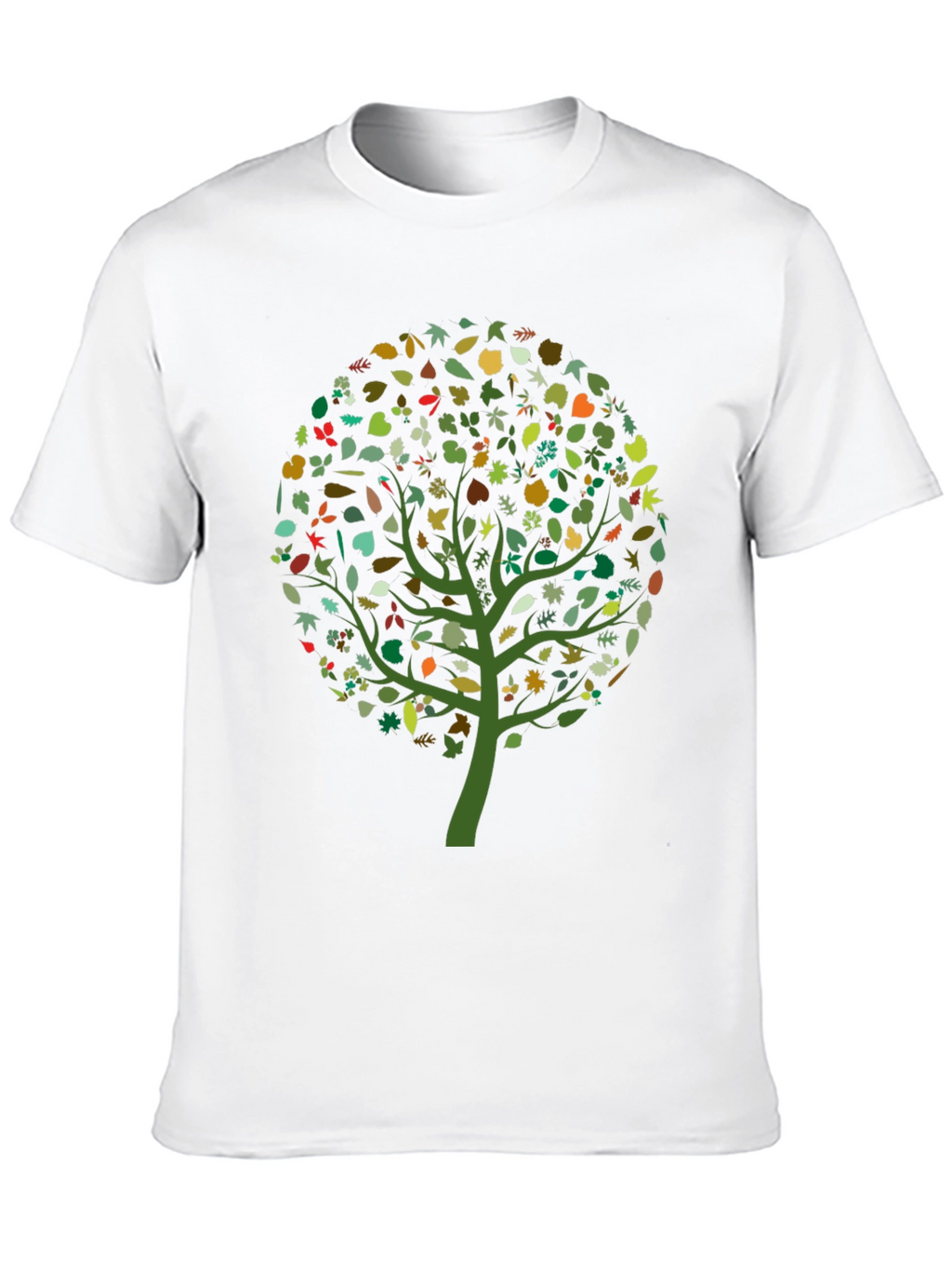 Nature Tree Leaf Print Black Graphic Tee