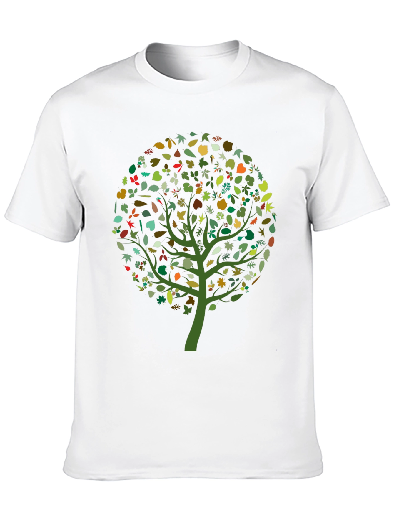 Nature Tree Leaf Print Black Graphic Tee