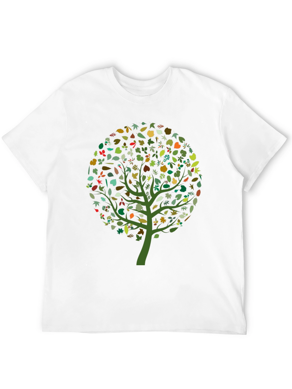 Nature Tree Leaf Print Black Graphic Tee
