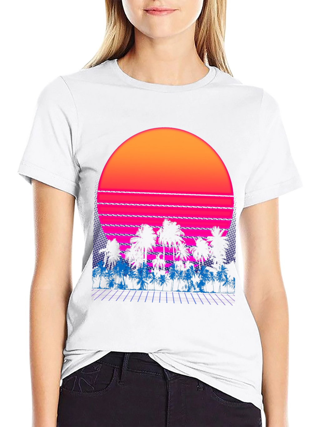 Retro Sunset Palm Tree Graphic Tee