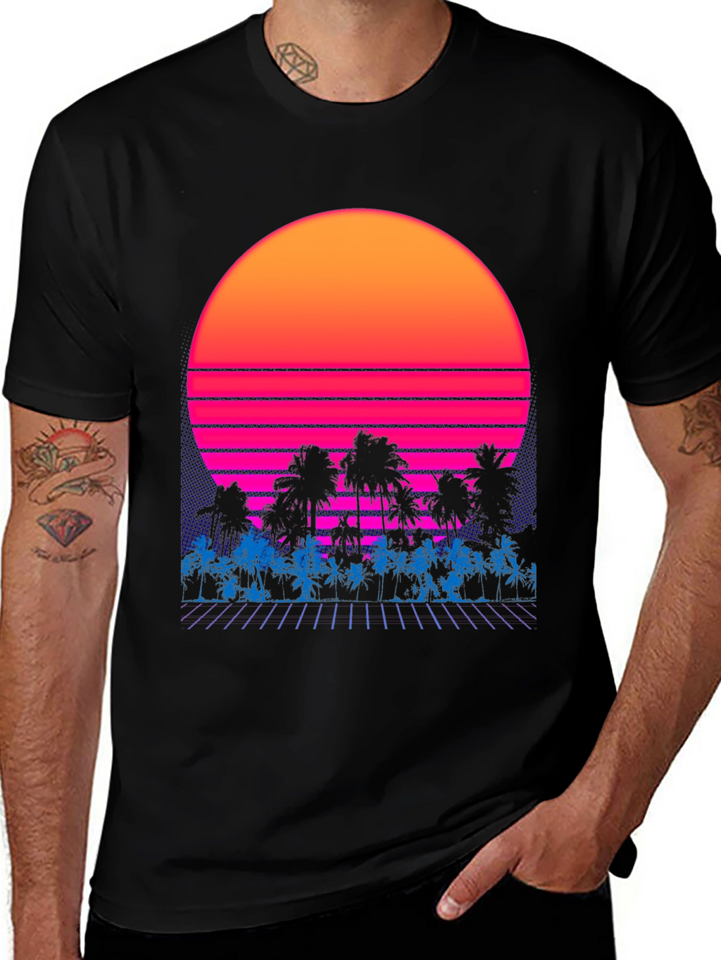 Retro Sunset Palm Tree Graphic Tee
