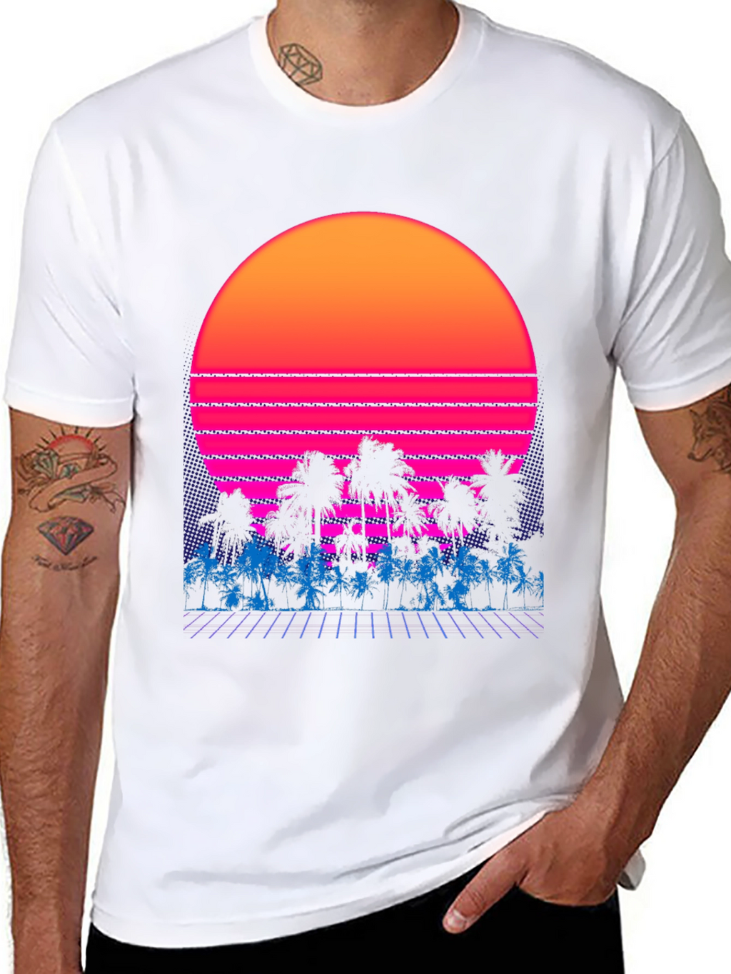Retro Sunset Palm Tree Graphic Tee