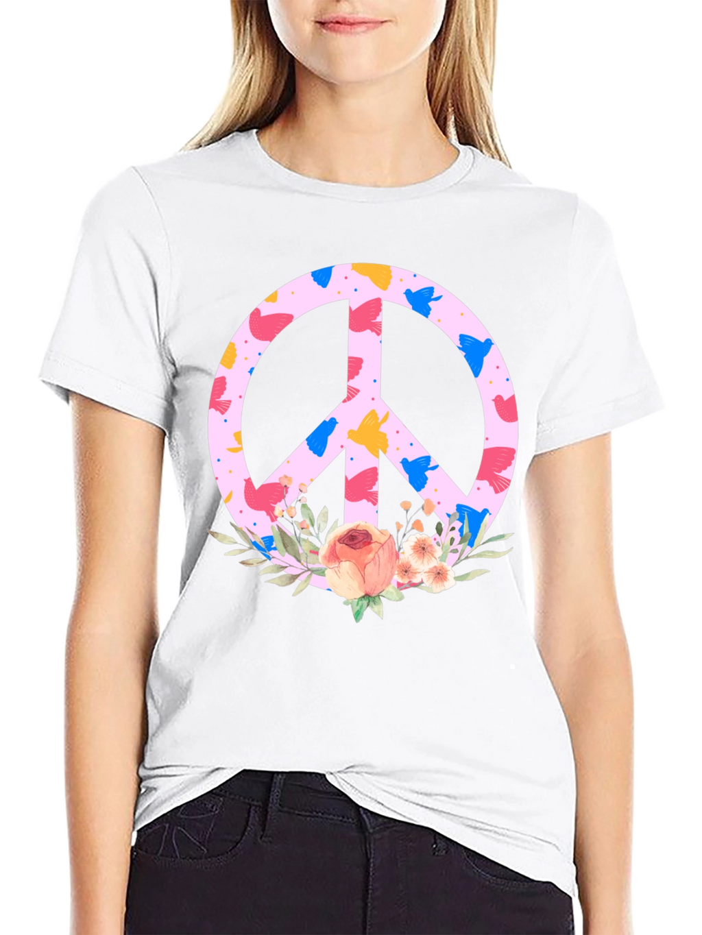Floral Peace Sign T-Shirt - Trendy Graphic Tee