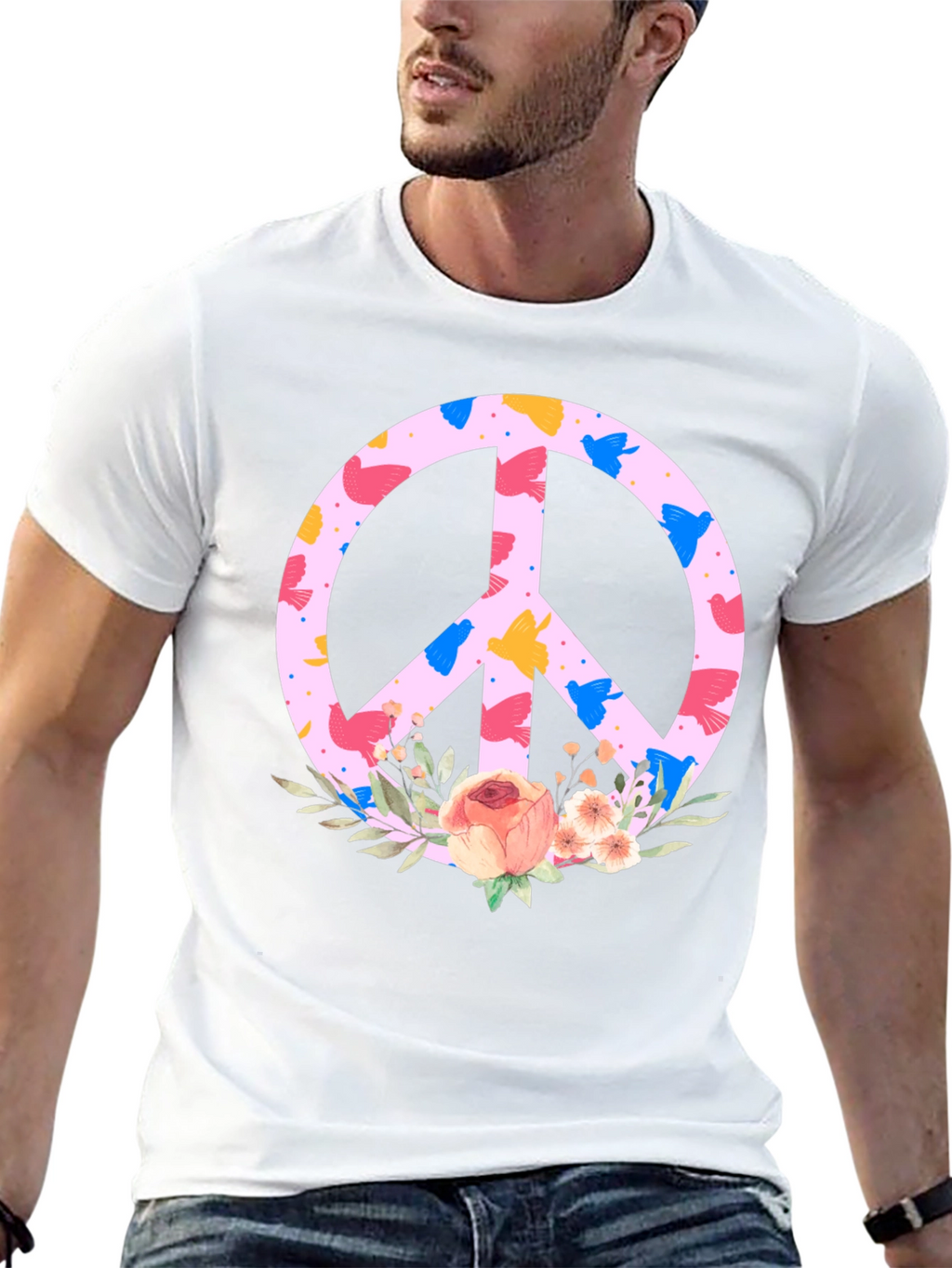 Floral Peace Sign T-Shirt - Trendy Graphic Tee