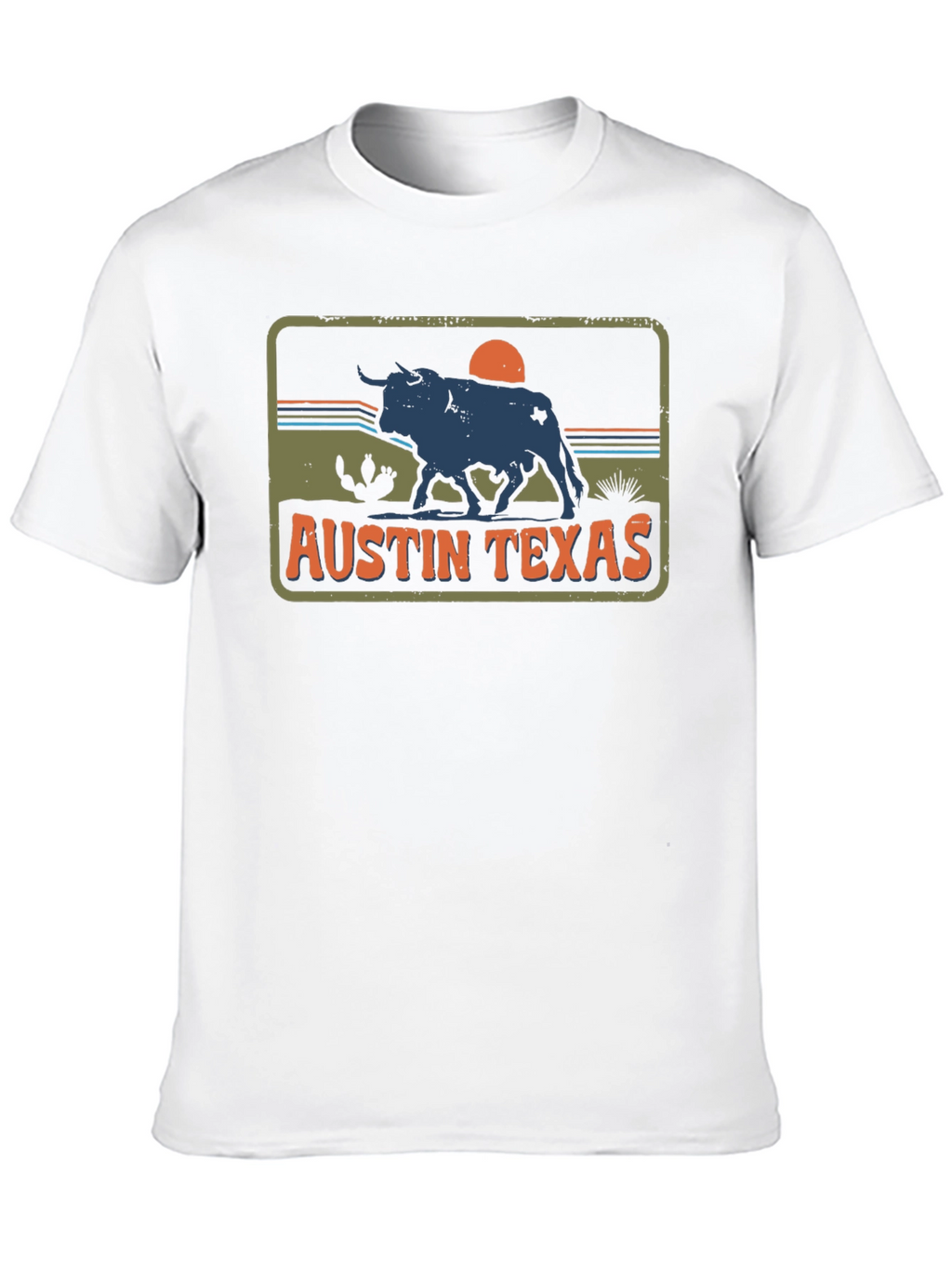 Austin Texas Bull Graphic Tee - Retro Style T-Shirt
